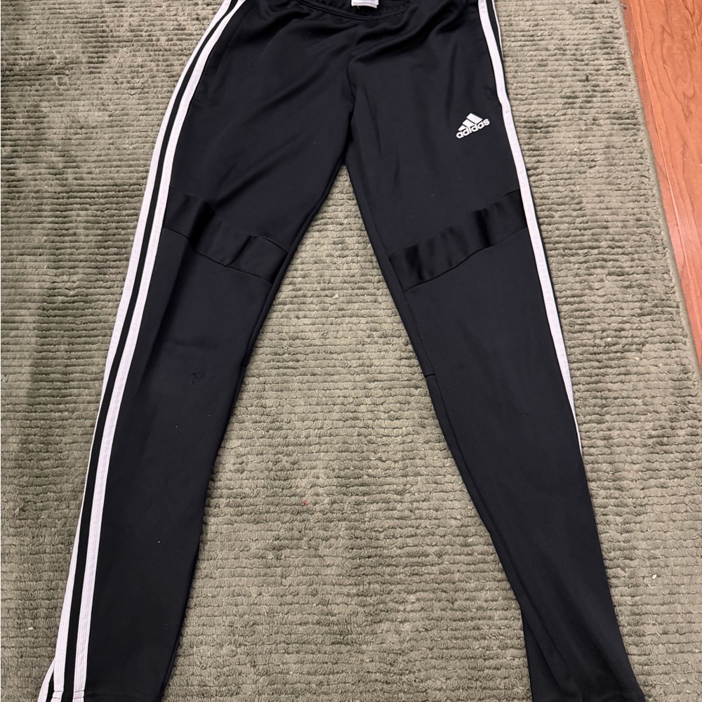 Adidas Black Joggers with White Stripes